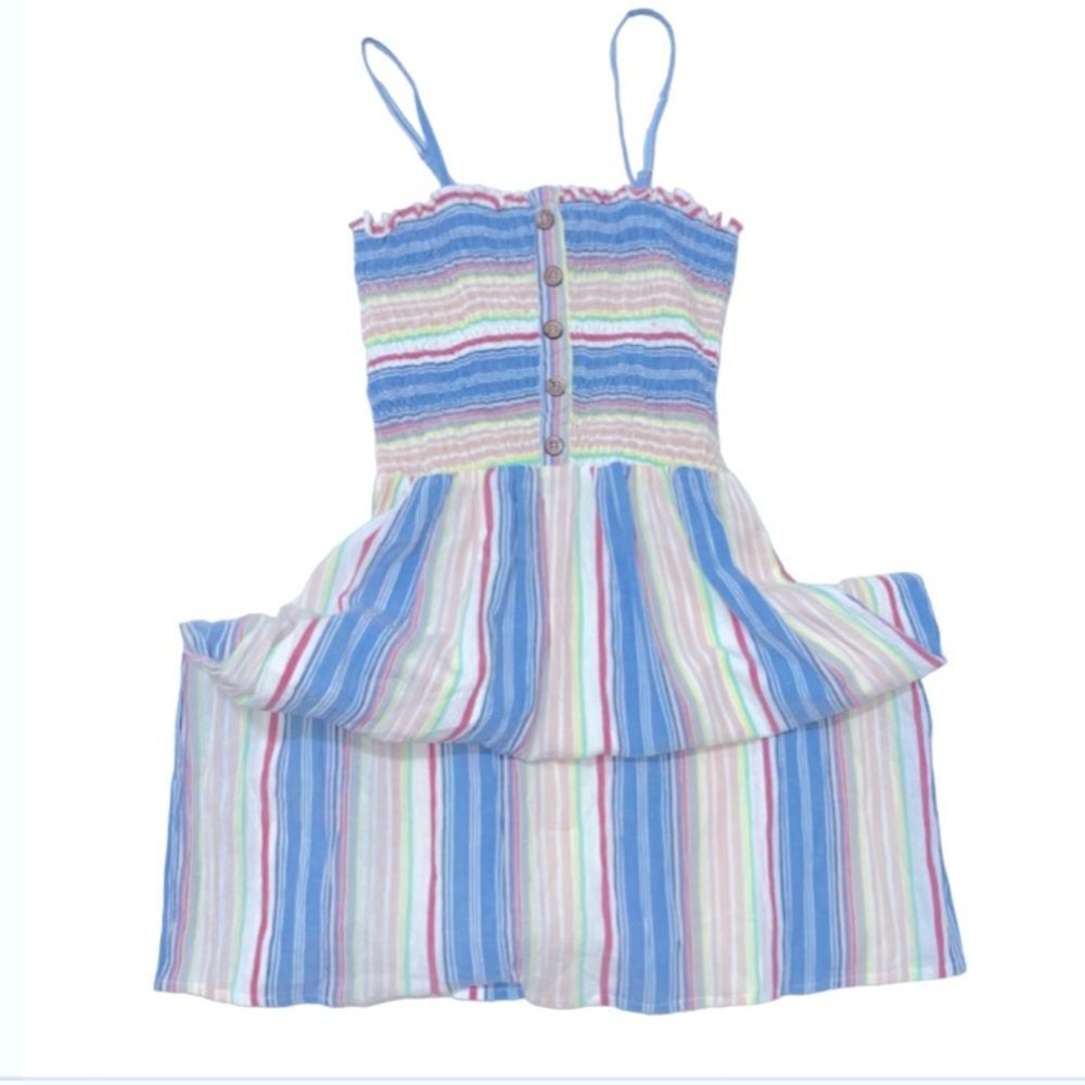 Angie Small Tube Spaghetti Strap Midi Stripe Pastel Dress